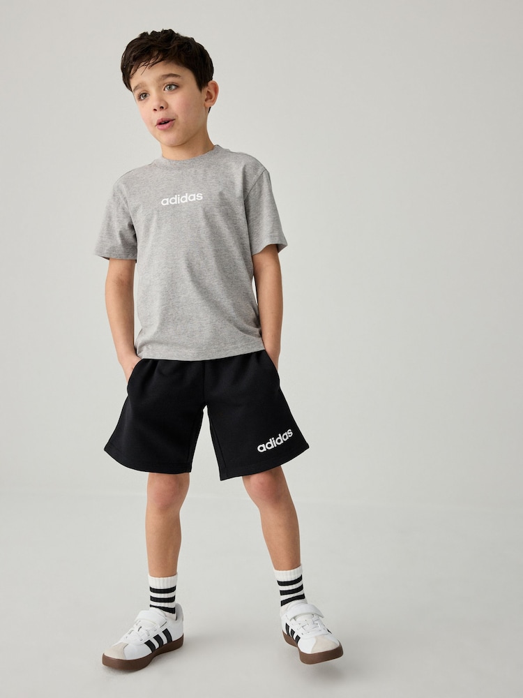 adidas Grey 100% Cotton T-Shirt And Shorts Set - Image 2 of 8