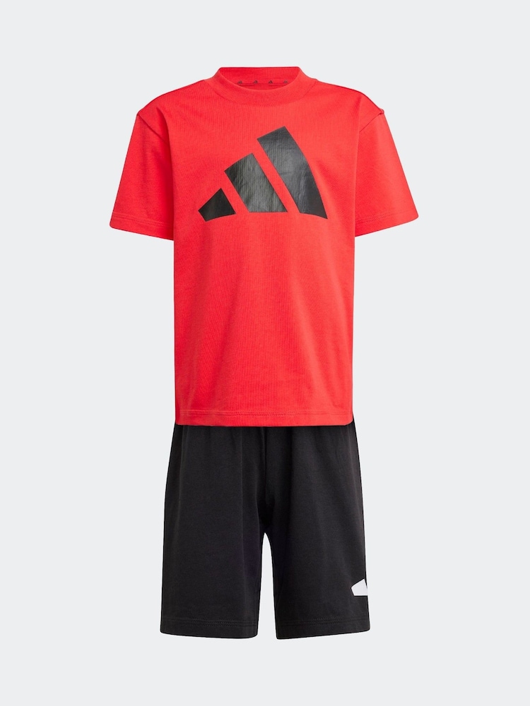 adidas Red 100% Cotton Top & Shorts Set - Image 6 of 8