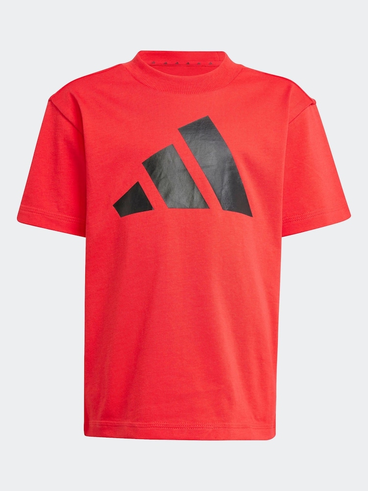 adidas Red 100% Cotton Top & Shorts Set - Image 7 of 8