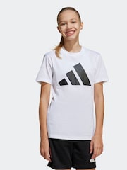 adidas White 3 Stripes Training 100% Cotton T-Shirt and Shorts Set - Image 1 of 7