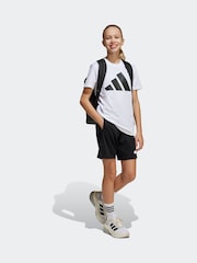 adidas White 3 Stripes Training 100% Cotton T-Shirt and Shorts Set - Image 3 of 7