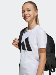 adidas White 3 Stripes Training 100% Cotton T-Shirt and Shorts Set - Image 4 of 7