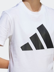 adidas White 3 Stripes Training 100% Cotton T-Shirt and Shorts Set - Image 5 of 7
