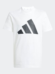 adidas White 3 Stripes Training 100% Cotton T-Shirt and Shorts Set - Image 6 of 7