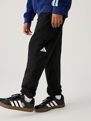 adidas Black Small Logo Fleece Cargo Joggers - Image 1 of 5
