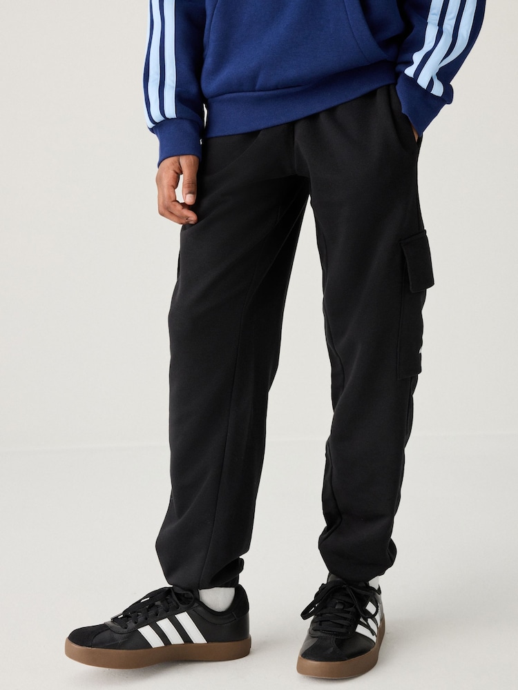 adidas Black Small Logo Fleece Cargo Joggers - Image 2 of 5