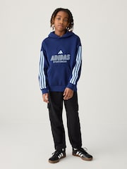 adidas Black Small Logo Fleece Cargo Joggers - Image 4 of 5