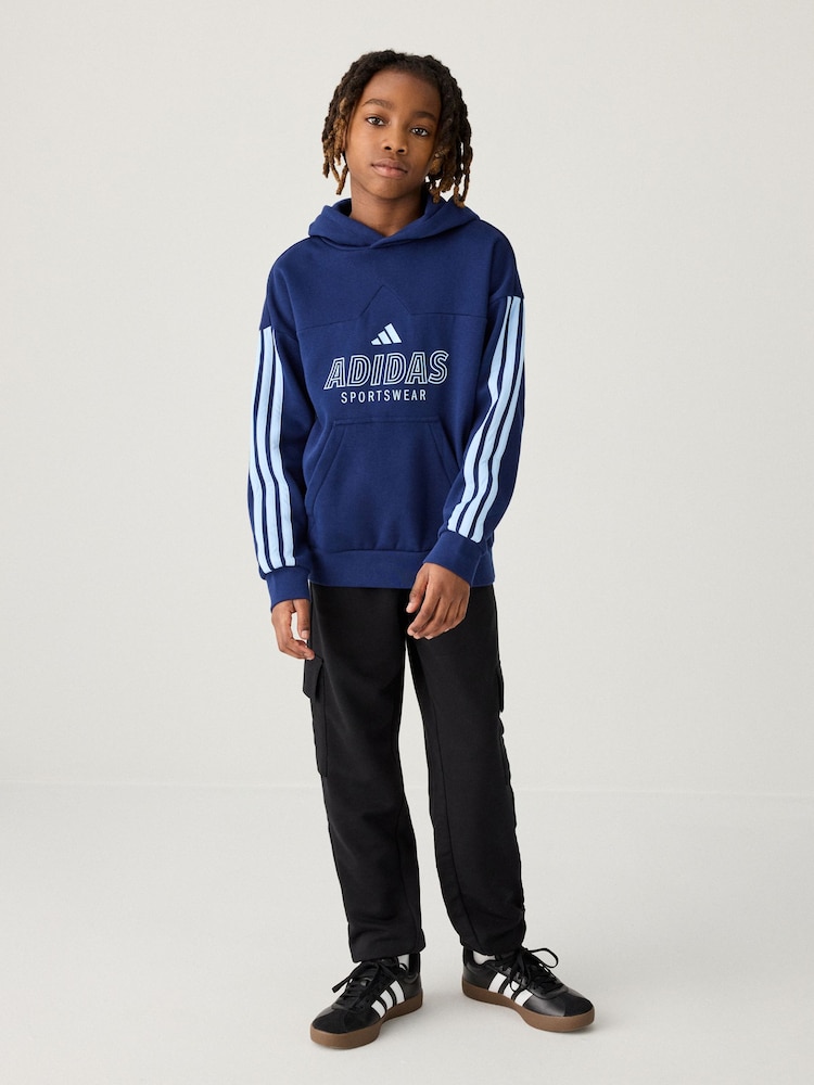 Zwart - adidas Small Logo Fleece Cargo Joggers - Image 4 of 5