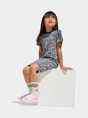 adidas originals Blue Blue Floral Liberty London 100% Cotton T-shirt Dress - Image 3 of 6