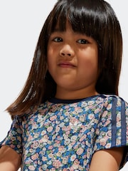 adidas originals Blue Blue Floral Liberty London 100% Cotton T-shirt Dress - Image 4 of 6