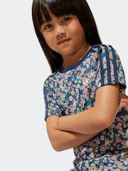 adidas originals Blue Blue Floral Liberty London 100% Cotton T-shirt Dress - Image 5 of 6