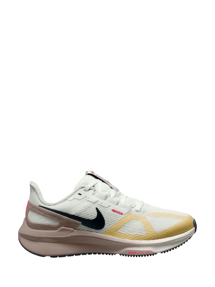 Nike White Brown Structure 25 Road Running Trainers - Image 2 of 5
