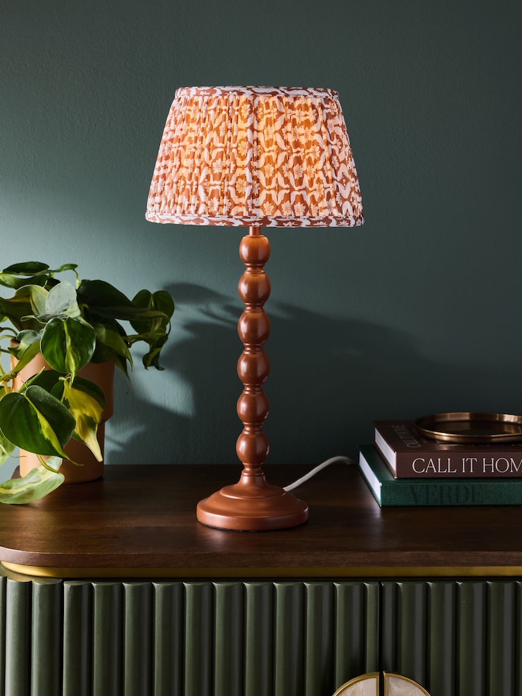 Clarke and Clarke Rust Brown Giverny Cetara Bobbin Table Lamp - Image 2 of 6