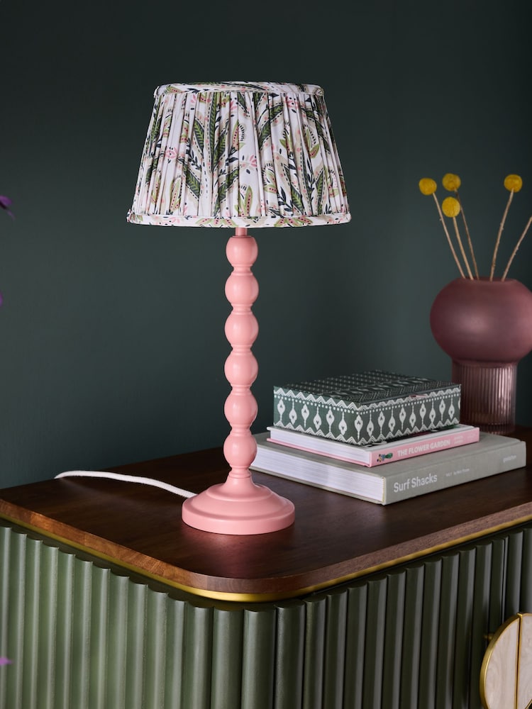 Clarke and Clarke Pink Attingham Cetara Bobbin Table Lamp - Image 1 of 6