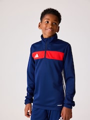 adidas Blue Chrome Tiro Essentials Quarter Zip Training Sweat Top - Image 2 of 6