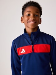 adidas Blue Chrome Tiro Essentials Quarter Zip Training Sweat Top - Image 3 of 6