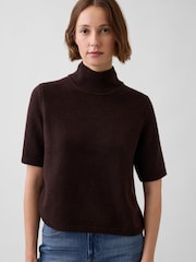 Gap Brown CashSoft Mock Neck Elbow-Sleeve Jumper - Image 1 of 3