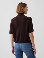 Gap Brown CashSoft Mock Neck Elbow-Sleeve Jumper - Image 2 of 3