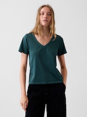 Gap Green Vintage Soft V-Neck T-Shirt - Image 1 of 4