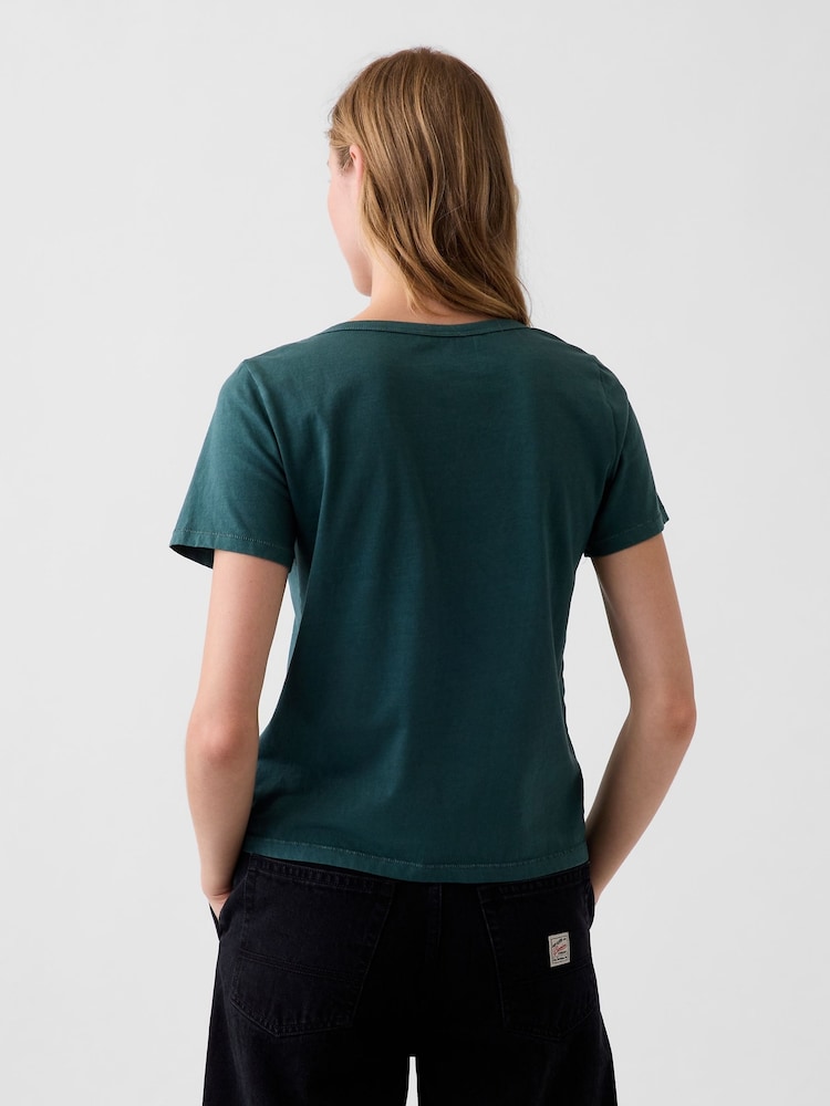 Gap Green Vintage Soft V-Neck T-Shirt - Image 2 of 4 Gap Green Vintage Soft V-Neck T-Shirt - Image 2 of 4