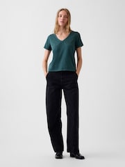 Gap Green Vintage Soft V-Neck T-Shirt - Image 3 of 4