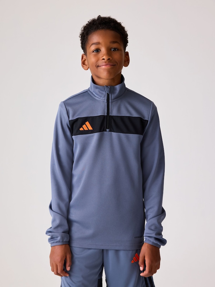 adidas Grey Chrome Tiro Essentials Quarter Zip Training Sweat Top - Image 1 of 5