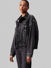 Calvin Klein Jeans Grey Boxy Denim Jacket - Image 3 of 5