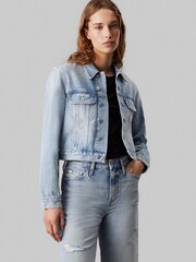 Calvin Klein Jeans Blue 90’s Cropped Denim Jacket - Image 1 of 5