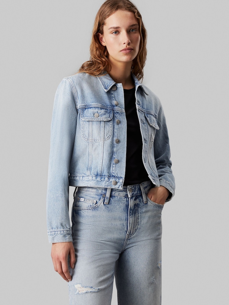 Calvin Klein Jeans Blue 90’s Cropped Denim Jacket - Image 1 of 5
