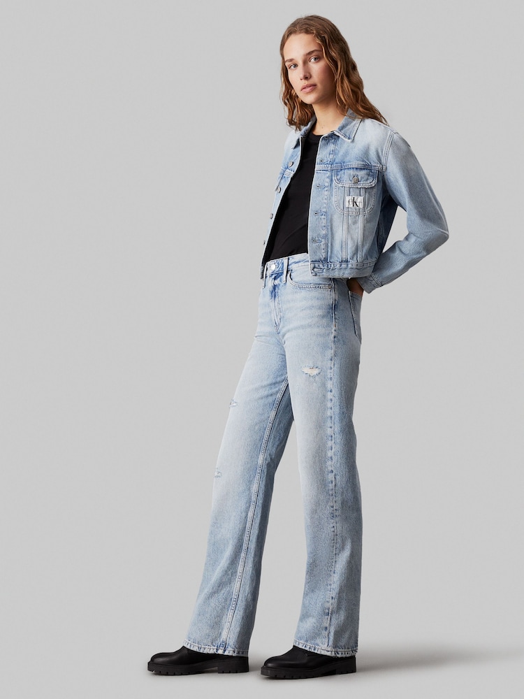 Calvin Klein Jeans Blue 90’s Cropped Denim Jacket - Image 2 of 5 Calvin Klein Jeans Blue 90’s Cropped Denim Jacket - Image 2 of 5