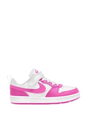 Nike White/Fuschia Pink Junior Court Borough Low Recraft Trainers - Image 1 of 4