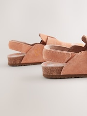 Tan Brown Embroidered Suede Slip-On Clogs - Image 5 of 5