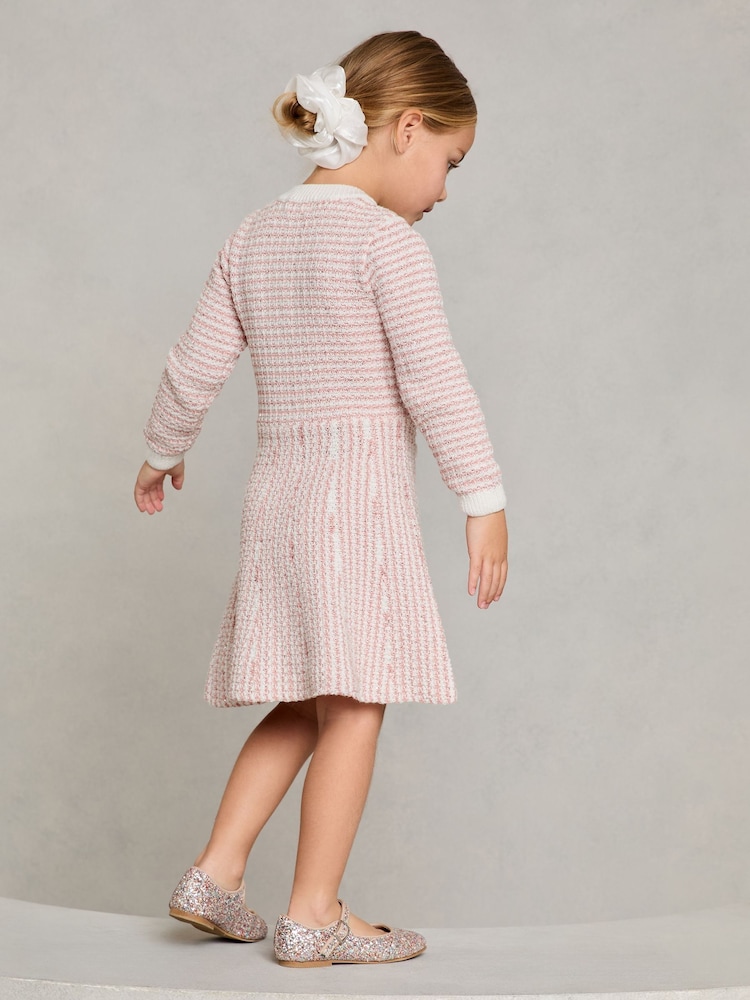 Lipsy Pink Mini Boucle Sequin Knit Dress (2-5yrs) - Image 4 of 4