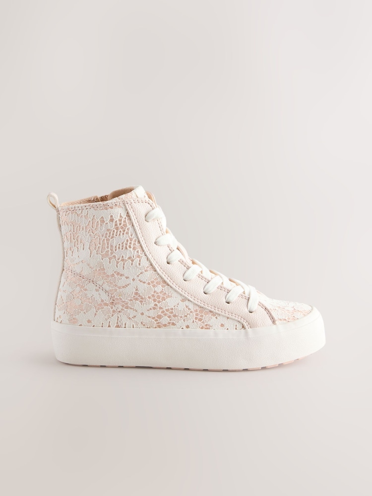 Pink, Spitze - Knöchelhoher Sneaker - Bild 1 von 5 Pink, Spitze - Knöchelhoher Sneaker - Bild 1 von 5