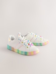 White Beaded Lace Up Chunky Trainers - Image 1 of 6