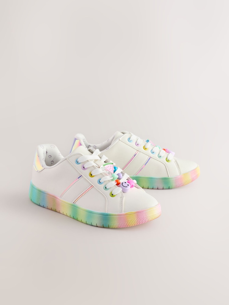 White Beaded Lace Up Chunky Trainers - Image 1 of 6
