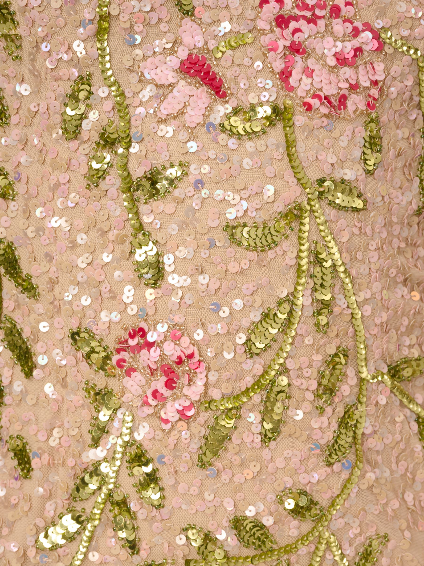 【海外限定】AdriannaPapell ☆ドレスPink Embroidered Flutter AD3D105738_AJ944_Regular_Campa