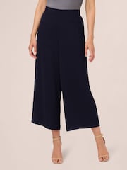 Adrianna Papell Blue Textured Satin Pull On Trousers - Image 1 of 6