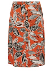 Evans Orange Printed Linen Blend Skirt - Image 5 of 5