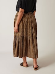 Evans Orange Floral Tie Crinkle Midi Skirt - Image 3 of 4