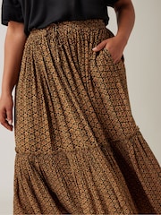 Evans Orange Floral Tie Crinkle Midi Skirt - Image 4 of 4