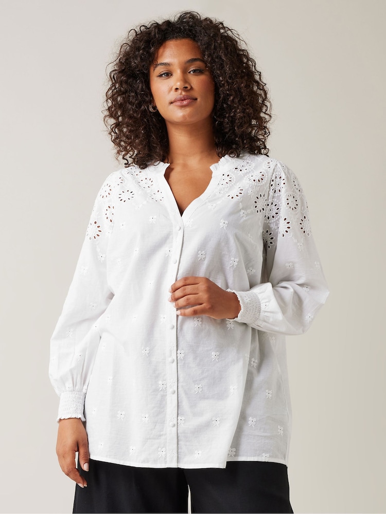 Evans Broderie 100% Cotton Blouse - Image 1 of 5