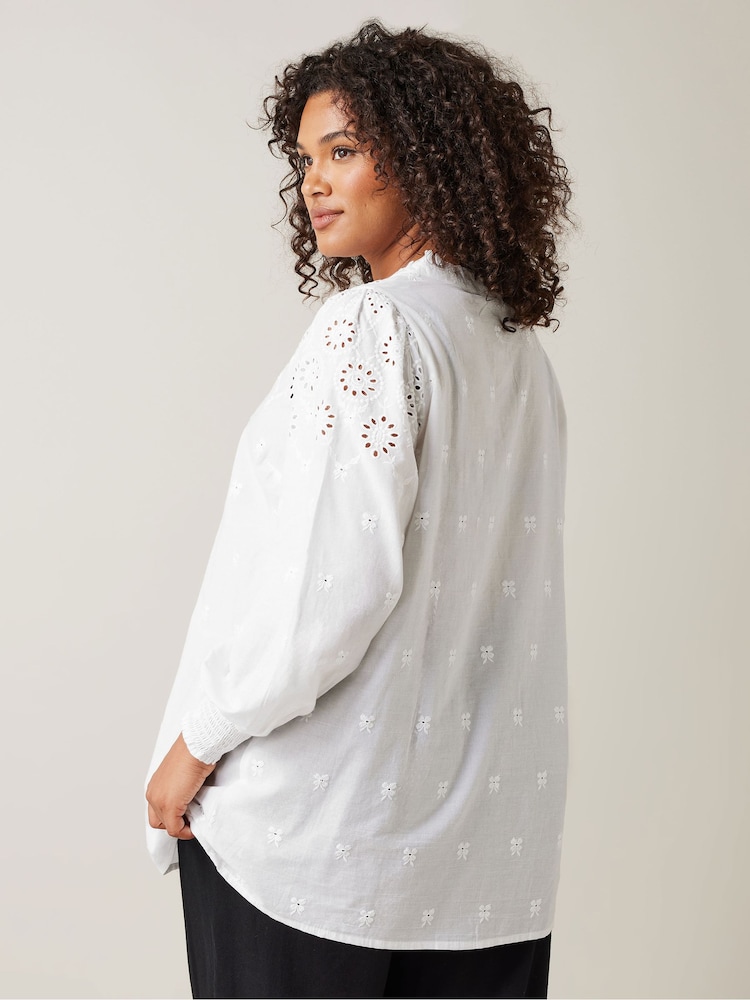 Evans Broderie 100% Cotton Blouse - Image 3 of 5