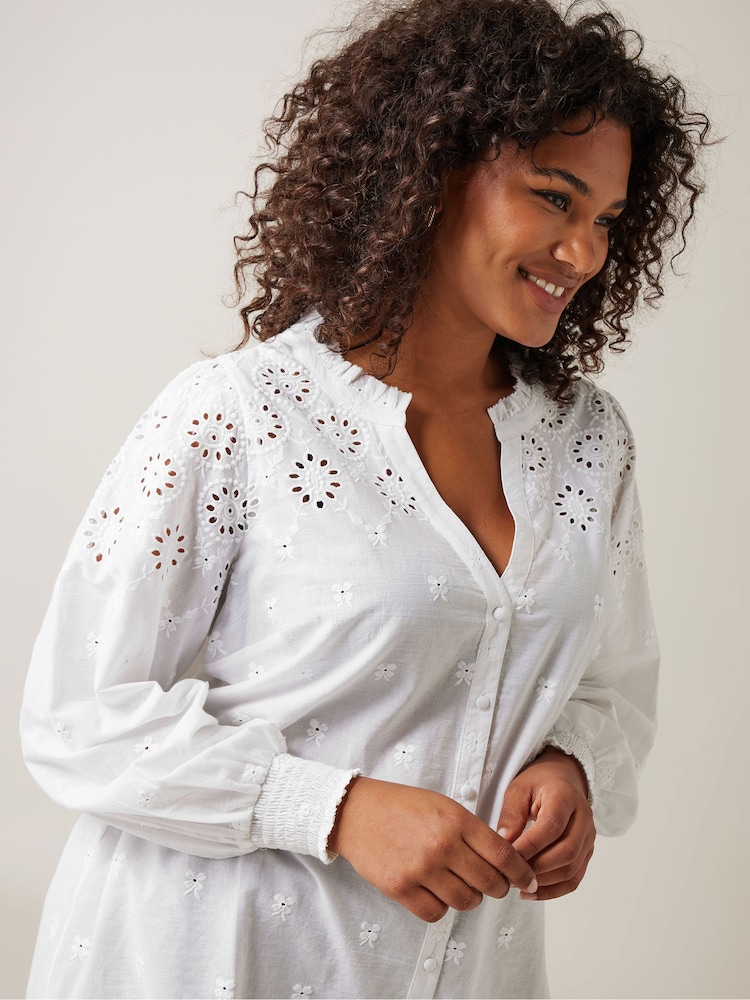 Evans Broderie 100% Cotton Blouse - Image 4 of 5