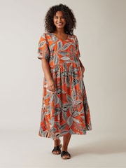 Evans Curve Tropical Print Linen Dress - Image 1 of 5