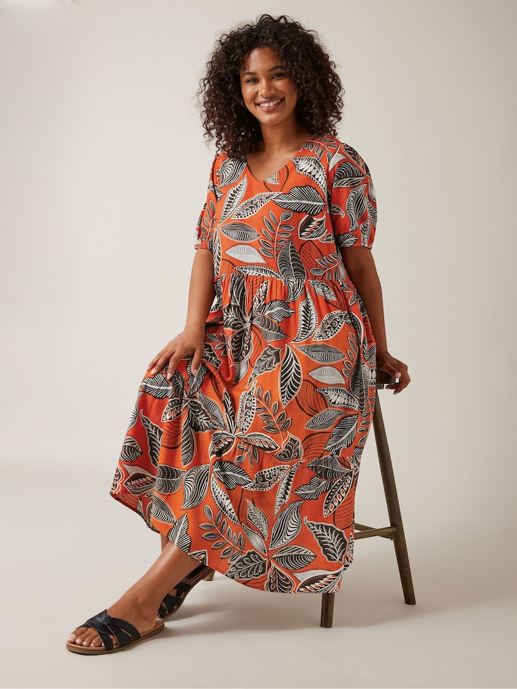 Evans Curve Tropical Print Linen Dress - Image 2 of 5