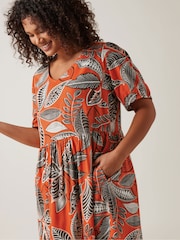 Evans Curve Tropical Print Linen Dress - Image 4 of 5