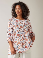 Evans Cream Floral Textu Top - Image 1 of 5