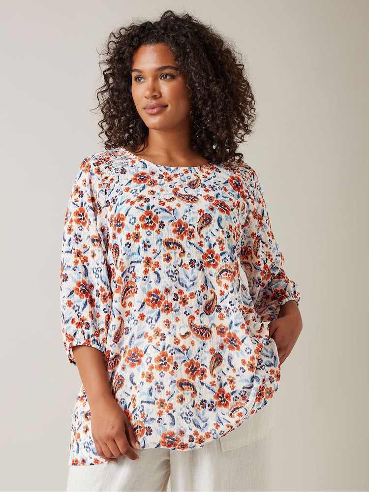 Evans Cream Floral Textu Top - Image 1 of 5