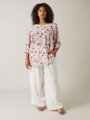 Evans Cream Floral Textu Top - Image 2 of 5